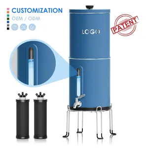 Global Patent Protected Design 304 Stainless Steel Gravity Fed Water Filter System Remove Chlorine Countertop Water Purifier