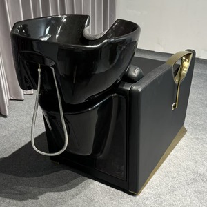 Luxury <b>Gold</b> <b>Frame</b> Shampoo Chair with Black Ceramic Bowl and PU Leather Backrest for Barbershop & Beauty Salon Hair Spa Equipment - Product Image 4