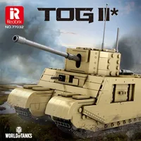Reobrix 77032 TOG2 Tank Perang Dunia II Model Tank Berat Klasik Seri Militer Mainan Bata Anak-anak DIY Hadiah Ulang Tahun Set Blok Bangunan