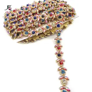 2024 Hot Sale Colorful Sunflower Rhinestone Chains Dress Decoration Shiny Rhinestone Trimming Exquisite Rhinestone Cup Chain