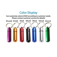Porte-clés étanche en aluminium pour pilules, personnalisable avec logo, format voyage, organisateur de pilules, cadeau promotionnel en gros