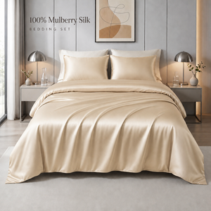 Parure de <span class=keywords><strong>lit</strong></span> personnalisée 4 pièces en soie unie avec drap-housse et housse de <span class=keywords><strong>couette</strong></span> – Tailles Twin, Queen, King - Product Image 2