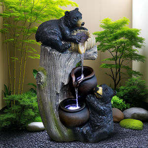 Gran oferta, fuente de cascada de resina de oso negro bonito con iluminación LED, diseño de tocón de árbol Natural para decoración Zen interior y exterior - Product Image 2