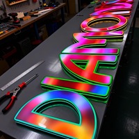 Enseigne lumineuse LED RGB extérieure personnalisée, lettres 3D en acrylique rétroéclairées, étanches IP65, lettres de canal publicitaires pour enseignes de devanture