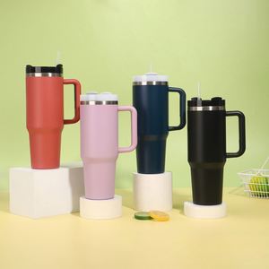 H2.0 40oz <b>Travel</b> Car Tumbler <b>with</b> <b>Handle</b> Double Wall Stainless <b>Mug</b> Lid Straw Anti-Slip Custom Color - Product Image 4