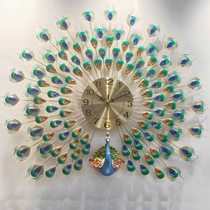 Grande Orologio da Parete in Metallo a Forma di Pavone, Decorazione <span class=keywords><strong>Vintage</strong></span> con Movimento Silenzioso e Cornice di Lusso Magnetica - Product Image 1