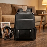 Nouveau style sac à dos pour ordinateur portable en PU, grande capacité, imperméable, tendance, pour voyages et trajets quotidiens, extensible