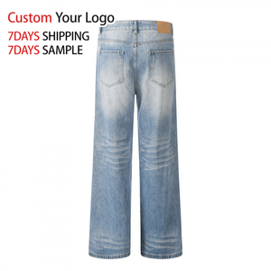 Manufacturers High Quality Wide Leg Fashion Denim <b>Overalls</b> Blue Custom Mid Waist Designer Vintage Baggy Short Casual Light <b>Men</b> - Product Image 2