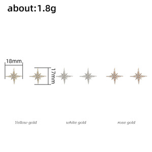 Orecchini a Perno Minimalisti con Zirconi a Forma di Stella a Otto Punte, Gioielli Chic da Donna per Uso Quotidiano e Regalo - Product Image 3