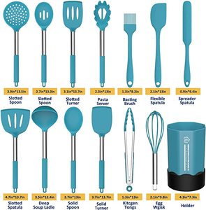 Set di utensili da cucina in Silicone per la casa e la cucina 15 pezzi di utensili da cucina con manico in Silicone antiaderente resistente al calore senza BPA - Product Image 2