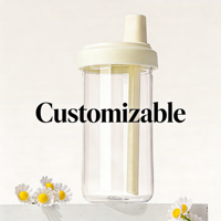Bouteille d'eau esthétique transparente avec paille, joli gobelet transparent avec couvercle pour filles, design personnalisable