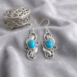 Pendientes Colgantes de Turquesa Natural al por Mayor, Plata de Ley 925, Hechos a Mano, de Lujo, Joyería de Piedras Preciosas para Mujer - Product Image 1