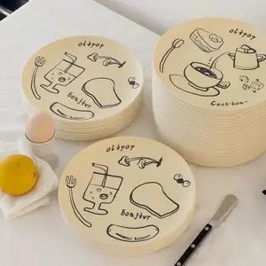 Дизайнерская тарелка из бамбукового волокна для салата, завтрака, биоразлагаемая и не загрязняющая окружающую среду посуда, Современная Минималистичная тарелка
