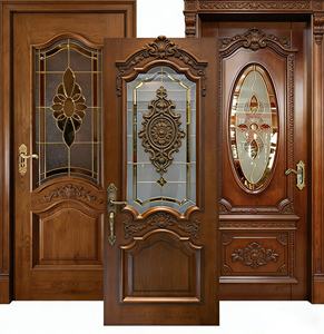 Puertas de Madera Sólida para Interiores de Hogar, Estilo Contemporáneo de Alta Gama, Resistentes a la Humedad, con Acabado de Vidrio - Product Image 1