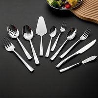 Ensemble de couverts en acier inoxydable 18/8 de haute qualité, durables, avec manche carré, pour hôtels, restaurants, vente en gros
