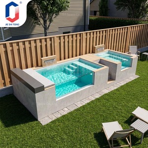 Piscine hors sol ronde contemporaine avec bancs en bois intégrés et pompe de filtration intelligente avec contrôle par application mobile - Product Image 3