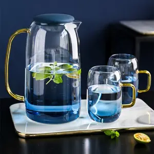 Groothandel Hittebestendige Hoge Borosilicaatglas Pitcher Glas Water Kan Met Plastic Deksel