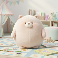 Ours en peluche rond et mignon, animal en peluche rembourré avec rembourrage en coton PP et design brodé, idéal pour les cadeaux d'entreprise