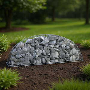 Cesto Gabion Arrotondato in Ferro Zincato 118.1x19.7x23.6 Pollici per Decorazione Giardino Esterno - Product Image 3