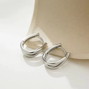 Pendientes con Brillo Metálico Premium, Cómodos y Estables de Usar, Forma Geométrica, Líneas Suaves, Capas Visuales Ricas, Versátiles - Product Image 4
