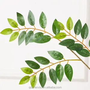 Ficus 잎 인공 나무 가지 가짜 녹지 줄기 배열 Ficus 나무 화환 웨딩 홈 장식