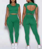 Meilleures ventes : Ensemble 2 pièces de leggings de yoga taille haute, respirants, sculptants, effet fessier galbant et push-up, avec coussinets intégrés