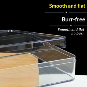 Boîte en plastique rectangulaire plate transparente 550 ml, qualité alimentaire, avec couvercle, pour pâtisserie, biscuits, desserts, emballage cadeau - Product Image 2