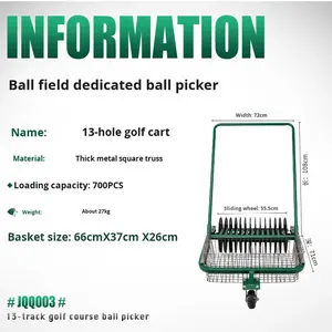 Vente directe usine Chariot de golf manuel en acier à 13 compartiments pour la collecte de balles, équipement d'entraînement pour le practice, capacité de 700 balles - Product Image 3