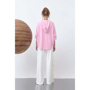 เสื้อสเวตเชิ้ตทรงหลวมสีชมพูสำหรับผู้หญิง ยี่ห้อ Soul พร้อมดีเทลซิปซ่อน เสื้อแขนยาวสวมใส่สบายสำหรับใส่ลำลอง - Product Image 3