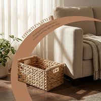Panier de rangement rectangulaire en jacinthe d'eau tressée pour garde-manger, avec poignées, 12 D x 8,4 L x 5,7 H, capacité 6-10L, vente en gros