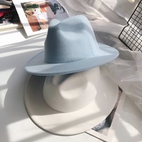Chapeau Fedora à large bord style western unisexe en feutre, décontracté, pour l'extérieur, vintage, tendance, classique