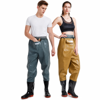 Pantalon de pêche mi-long camouflage en polyester et PVC tricoté, résistant à l'usure, extra-épais pour la pêche en extérieur