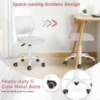 Chaise de classe compacte moderne pour étudiants, dossier ergonomique en maille respirante, hauteur réglable, structure en plastique, rotation à 360 degrés