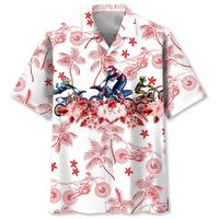 Chemise Hawaïenne Personnalisée à Motif Hibiscus, Impression à la Demande, Motif Moto, Chemise Aloha pour Homme, Vente en Gros, Chemise en Polyester
