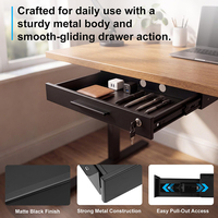 Organisateur de rangement coulissant JH-Mech verrouillable 22" x 14" avec gestion des câbles, en acier noir, tiroir sous bureau pour le bureau