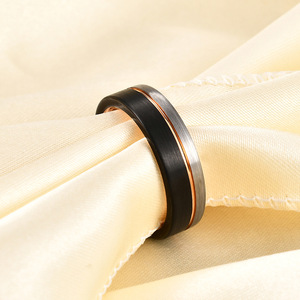 Anillo de Carburo de Tungsteno de 6.8mm, Negro, Oro Rosa, Tres Colores Mezclados, Anillo de Boda Unisex, Joyería - Product Image 4