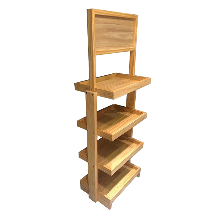 Classic Wooden Bread Display Shelf Customized Desserts Display Rack for Bakeshop — view 2