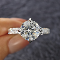 Bague de Fiançailles en Moissanite Peishang Collection Mariage, Argent Sterling 925, Style Art Déco, Ensemble de Bagues Rondes