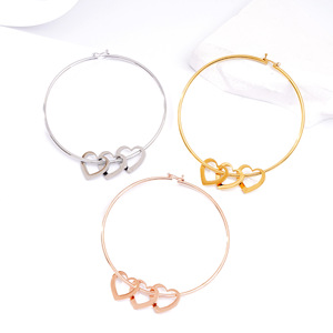 18K PVD Gold Stainless Steel <b>Engravable</b> Heart Charm Bracelet Custom Name & Logo <b>Bangle</b> | Waterproof, Hypoallergenic & Durable - Product Image 1