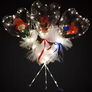 HUAYI – ballons de décoration de mariage, bricolage, cœur, fleur, lumineux, Transparent, LED, Bouquet de roses