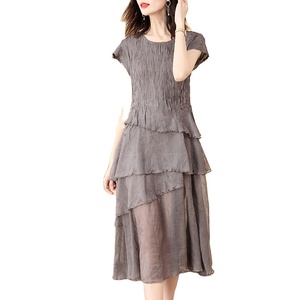 sachin and babi light blue dress Jielur Summer Elegant Chiffon Mini Dress Women Long Sleeve Even Party Dresses Office Lady Chiffon One Piece Dress Korean Fashion As Picture / L