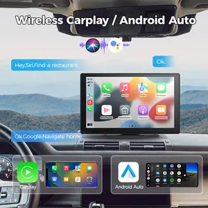 Maustor Autoradio sans fil de 9 pouces Apple Carplay avec écran IPS 2.5D avant 4K arrière 1080P GPS Navigation lecteur de voiture portable