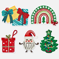 Patchs brodés à motifs de dessins animés : Flocon de neige, Père Noël, Canne de Noël, Bonhomme en pain d'épices, Joyeux Noël, à coudre ou thermocollants