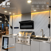 Cuisine mobile extérieure sur mesure, directement de l'usine, avec réfrigérateur intégré, bar de cuisine de jardin et îlot barbecue modulaire pour fêtes en cour