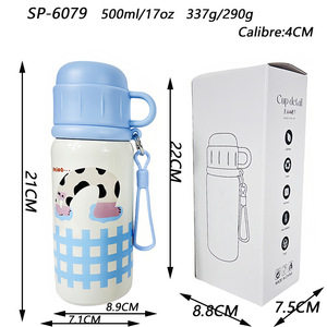 Cartoon Stainless Steel Insulated Water Bottle 500ml With Cup And Strap For Kids Students Outdoor Use - Product Image 5