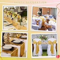 12*108 pouces chemins de table à manger de luxe or Satin tissu pour mariages fêtes Banquets hôtels noël décorations de couleur rouge