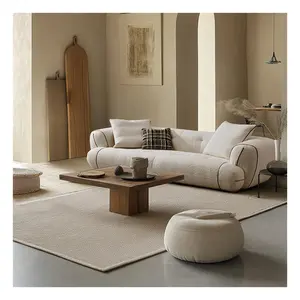 简约室内设计北欧模块化沙发3座沙发天鹅绒布袋布艺沙发白色沙发套装客厅家具