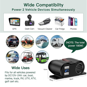 Chargeur USB Type A pour moto 4.2A étanche 12-24V avec surveillance de la tension, 2 ports USB pour allume-cigare - Product Image 4