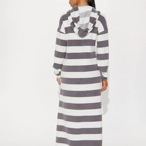 Custom Casual High Quality Breathable Anti-pilling Striped Hoodie Maxi Dress - Product Image 3