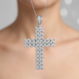 Pendentif croix en or blanc, charme en zircone cubique, collier plaqué rhodium, bijoux, cadeau - Product Image 3